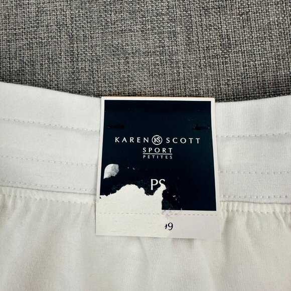NEW! Karen Scott Sport Shorts Petites PS Bright White Drawstring Pockets Cotton - Picture 11 of 12